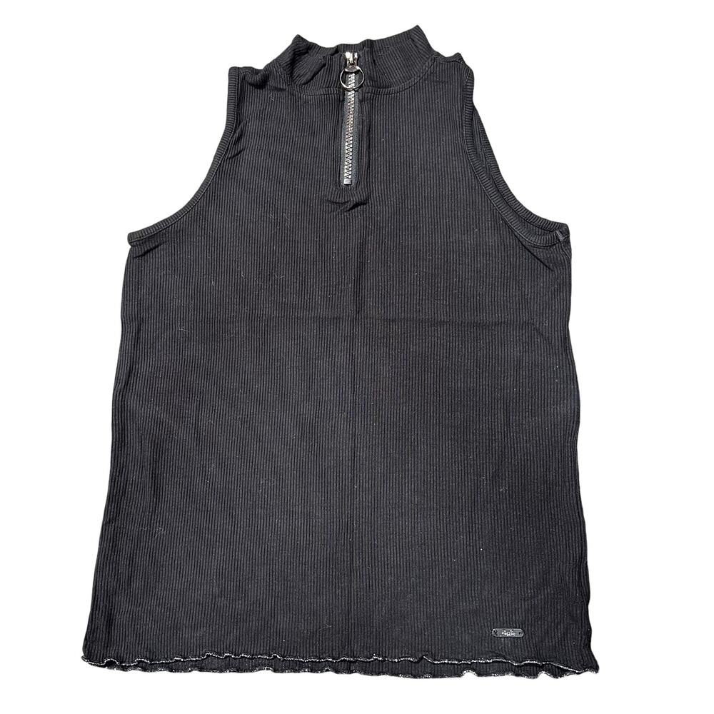 Justice Girls Tank Top Shirt Sleeveless High Collar Quarter Zip Ribbed 14 16